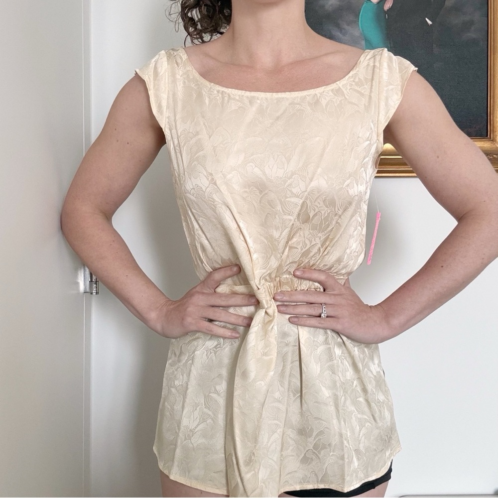 Marc by Marc Jacobs peach silk top Y2K vintage Jacquard sleeveless tie old money